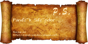 Panák Sándor névjegykártya